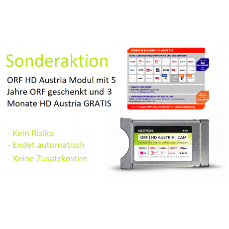 SONDERAKTION: ORF I HD Austria I CAM mit 5 Jahre ORF GESCHENKT und 3 Monate HD Austria GRATIS